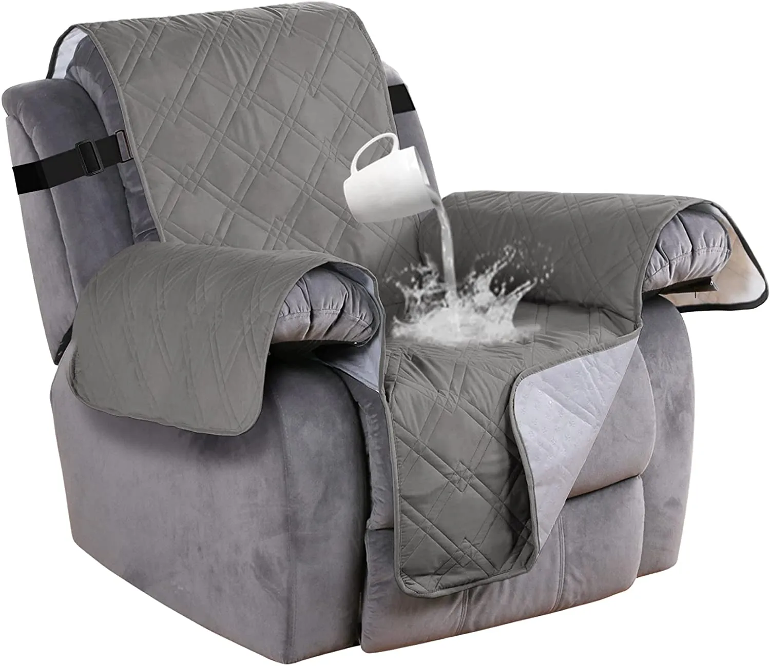 100% Water Proof Recliner Chair Covers Pet Furniture Cover for Leather Recliner Protector Slip Covers for Pets Cats Sitting Area Up to 30" Couch Covers Non Slip (Oversized Recliner: Brown)
