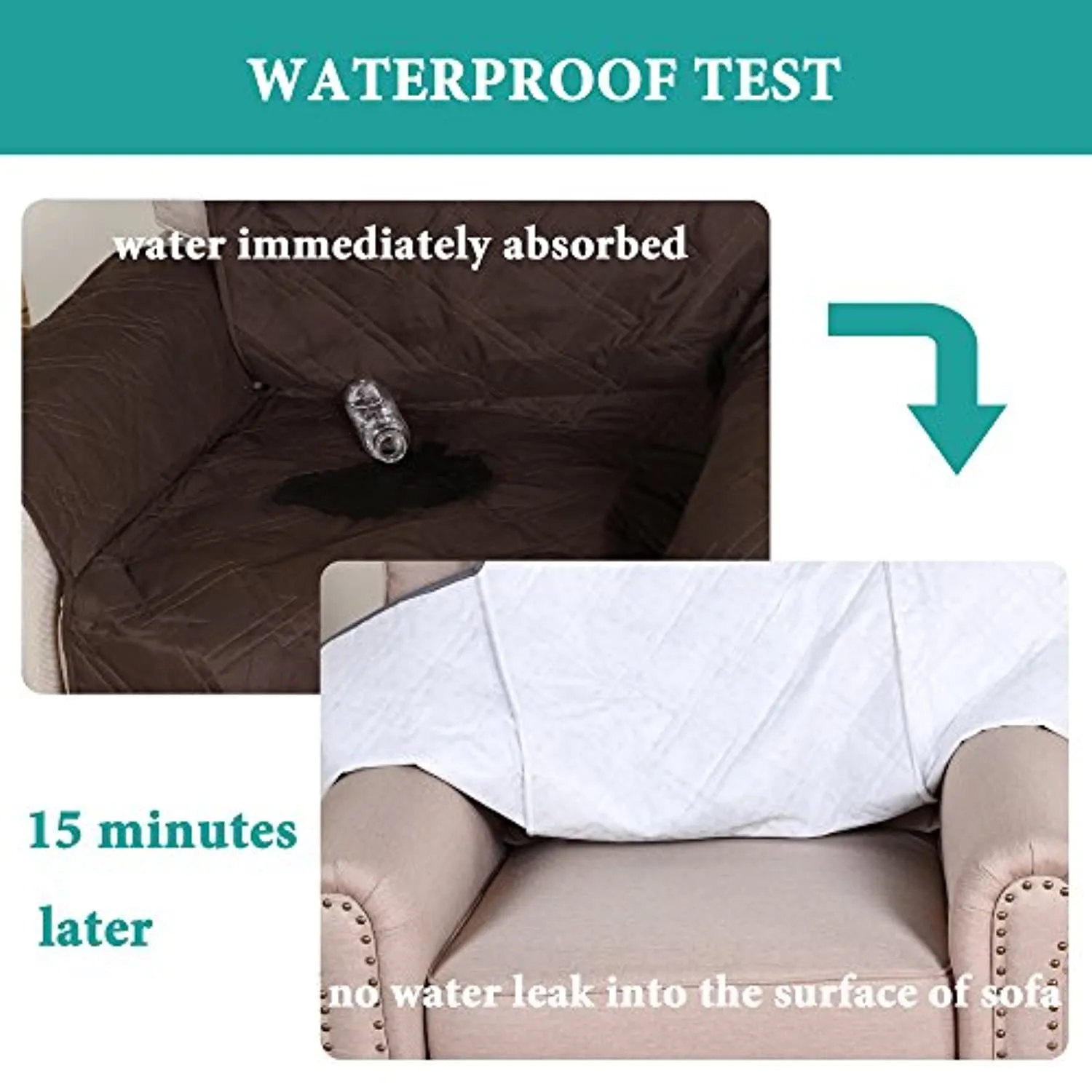 100% Water Proof Recliner Chair Covers Pet Furniture Cover for Leather Recliner Protector Slip Covers for Pets Cats Sitting Area Up to 30" Couch Covers Non Slip (Oversized Recliner: Brown)