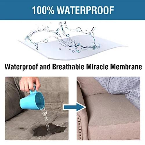 100% Waterproof Sofa Furniture Cover Suede Couch Covers for Dogs Velvet Sofa Protector Leather Sofa Cover Seat Width 70" Sofa Slipcovers with 2" Strap and Non-Slip Backing (Sofa, Taupe)