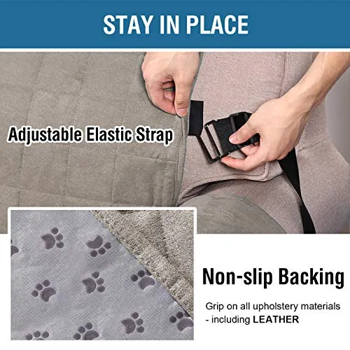 100% Waterproof Sofa Furniture Cover Suede Couch Covers for Dogs Velvet Sofa Protector Leather Sofa Cover Seat Width 70" Sofa Slipcovers with 2" Strap and Non-Slip Backing (Sofa, Taupe)