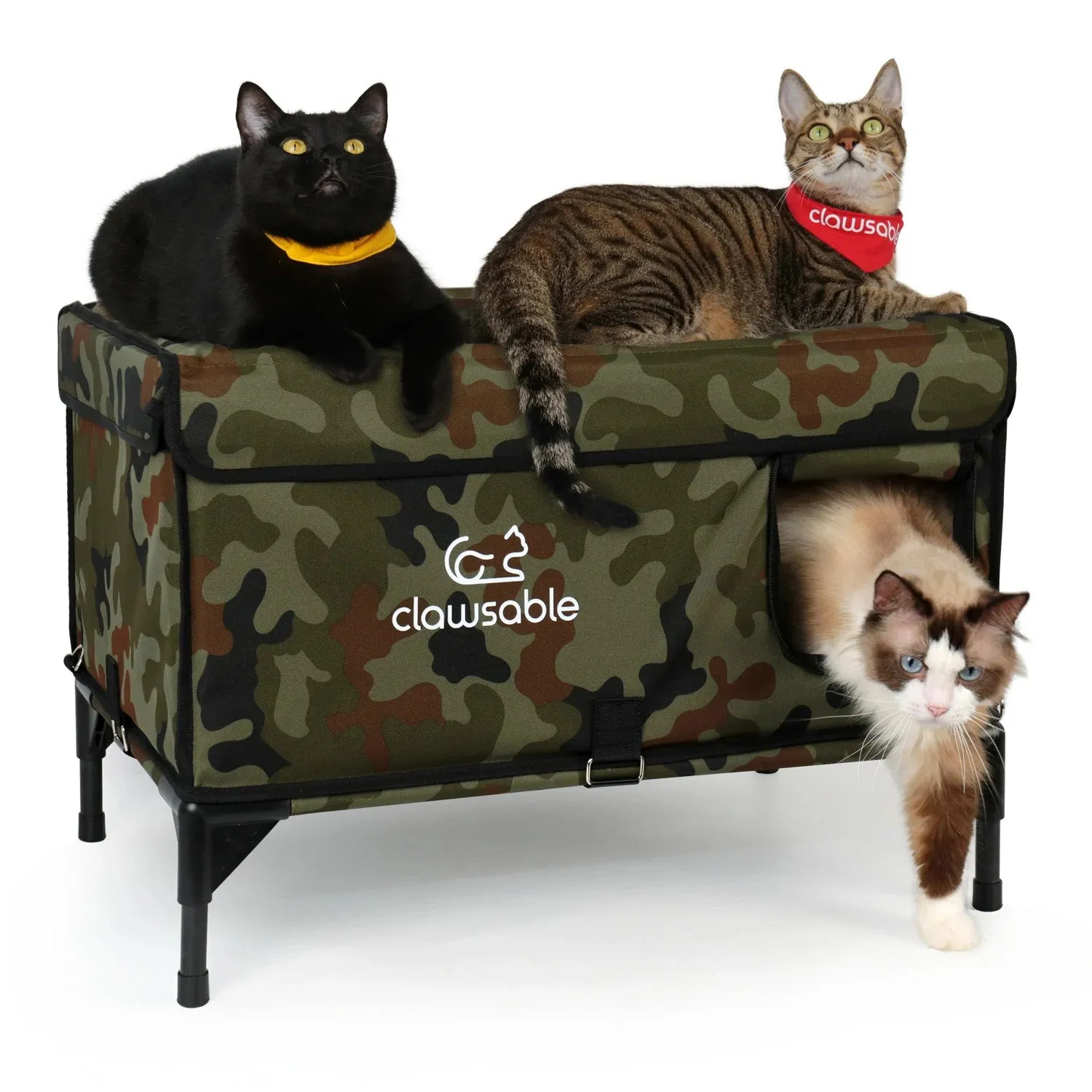 2 in 1 Outdoor Elevated Lift-Top Insulated Cat House Large