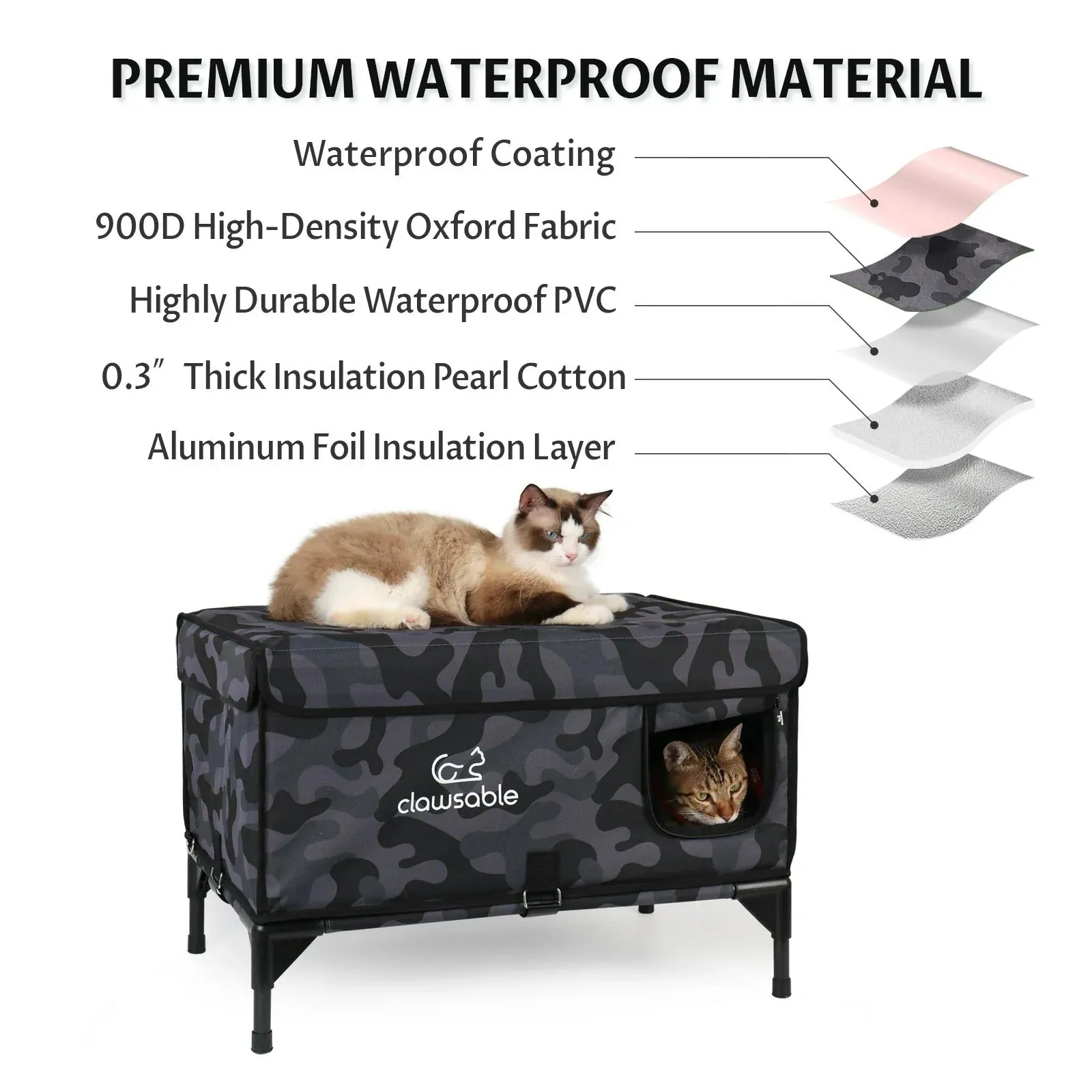 2 in 1 Outdoor Elevated Lift-Top Insulated Cat House Large