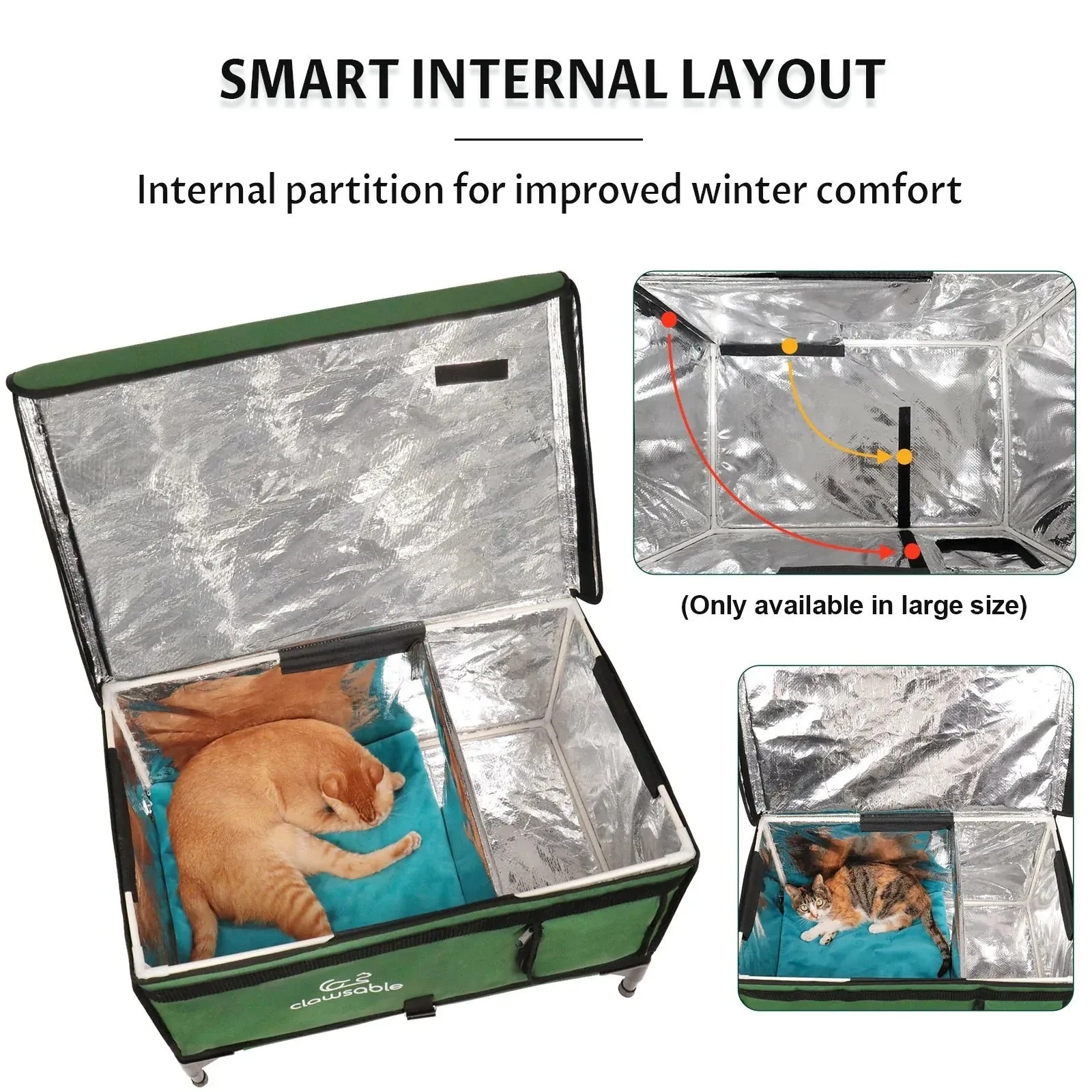 2 in 1 Outdoor Elevated Lift-Top Insulated Cat House Large