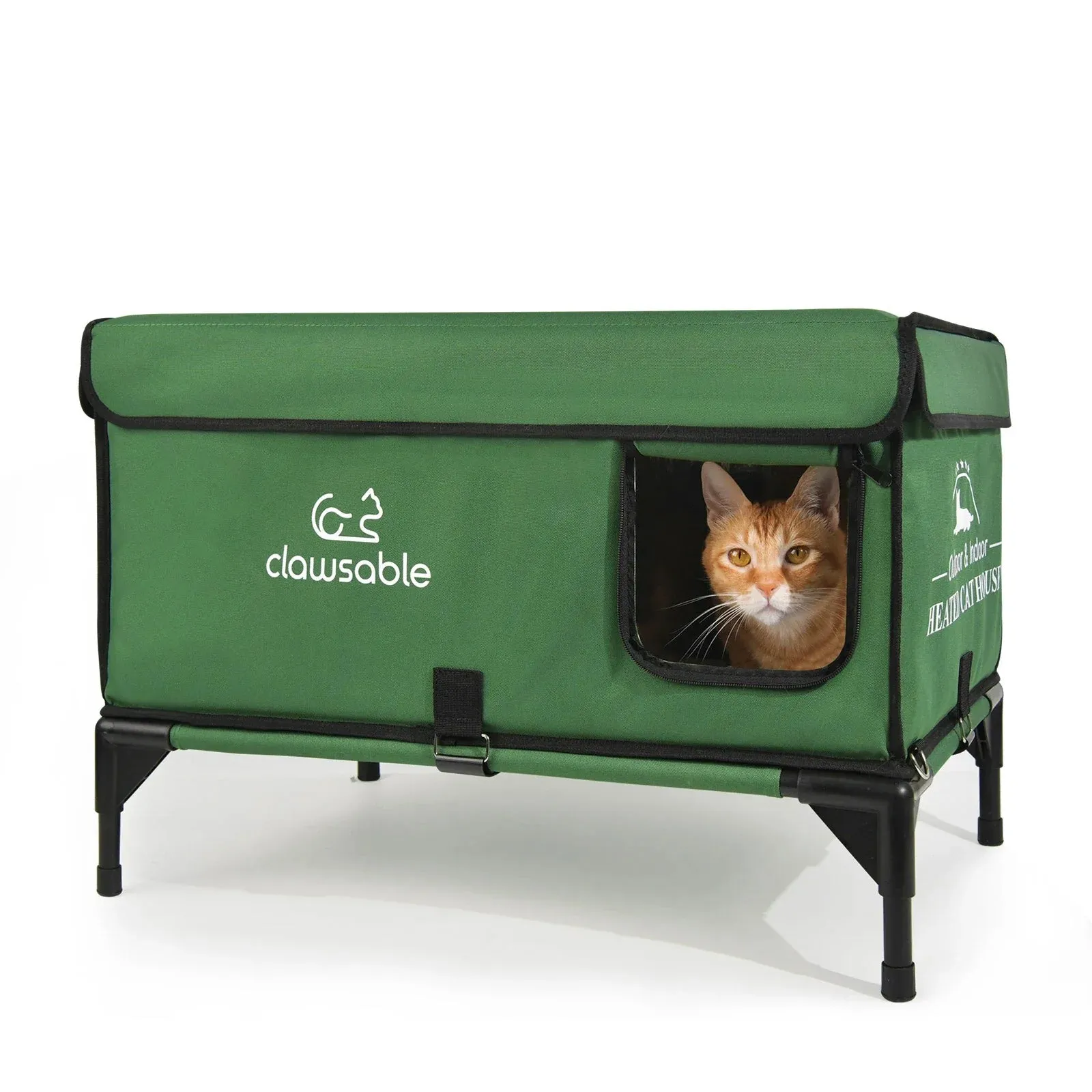 2 in 1 Outdoor Elevated Lift-Top Insulated Cat House Large