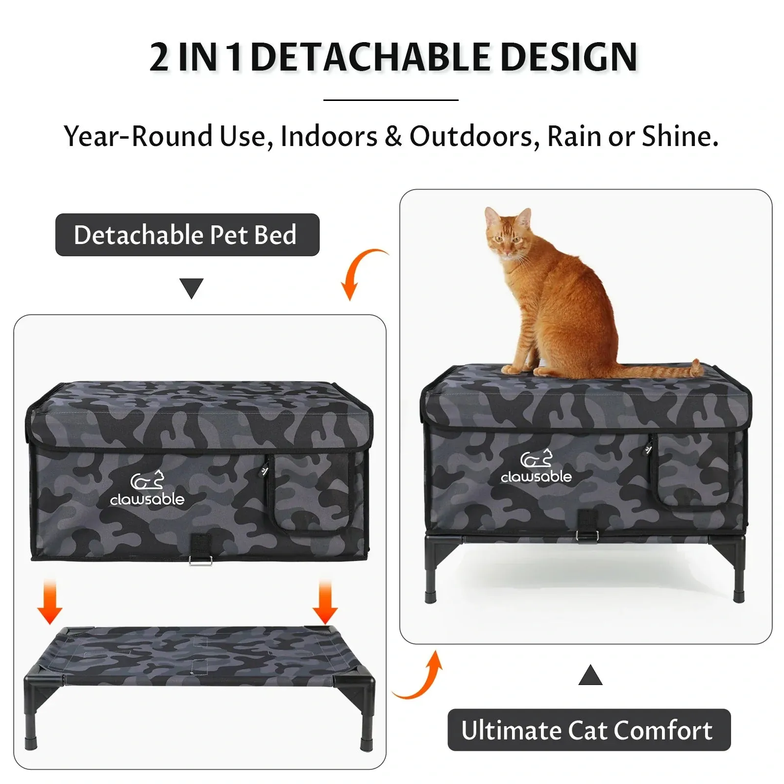 2 in 1 Outdoor Elevated Lift-Top Insulated Cat House Large