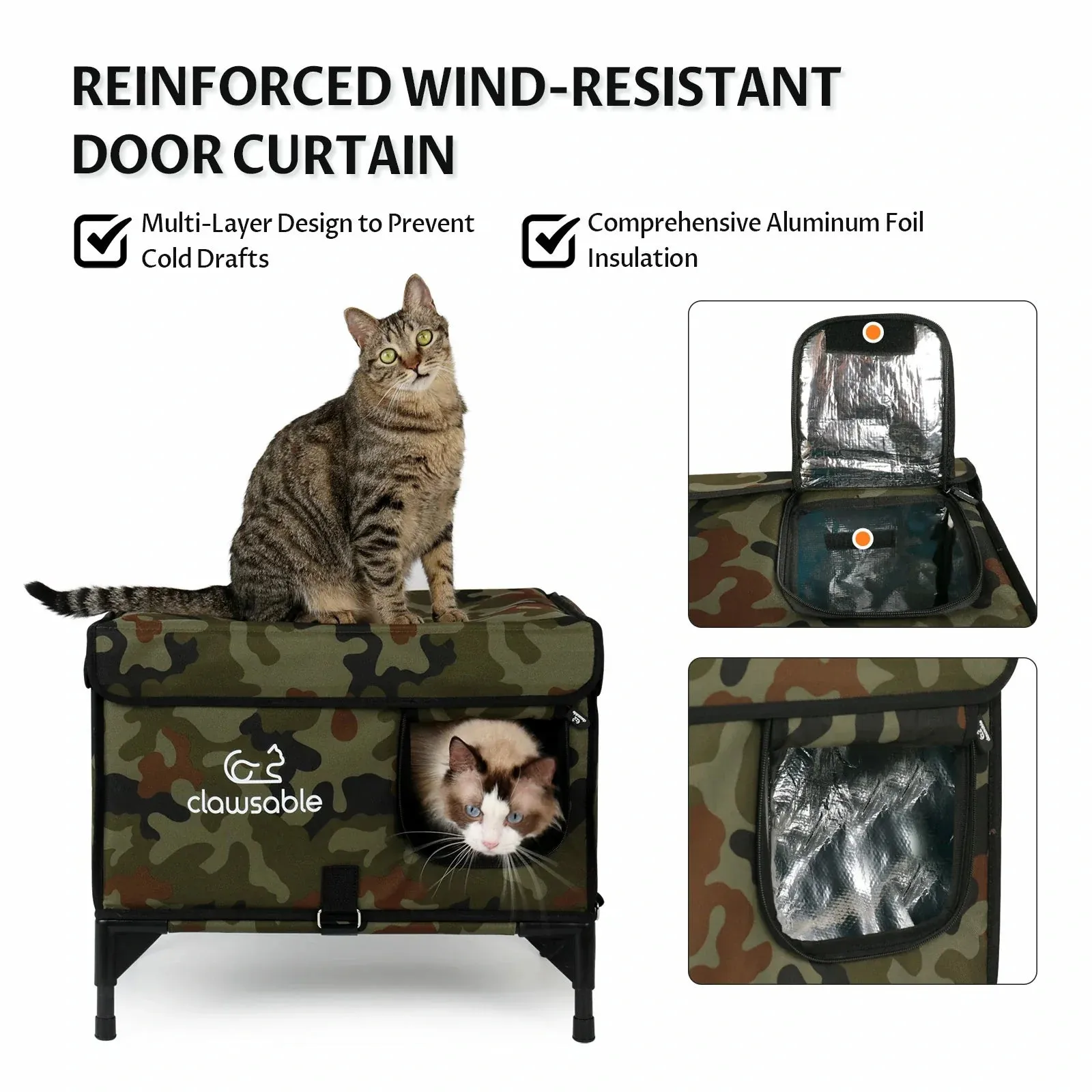 2 in 1 Outdoor Elevated Lift-Top Insulated Cat House Medium