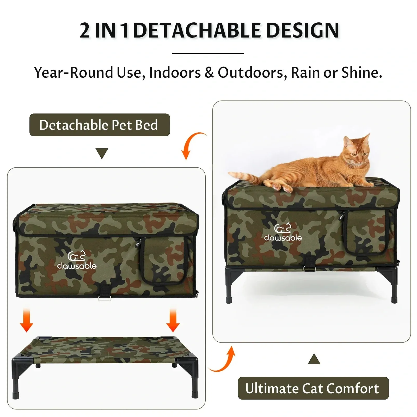 2 in 1 Outdoor Elevated Lift-Top Insulated Cat House Medium