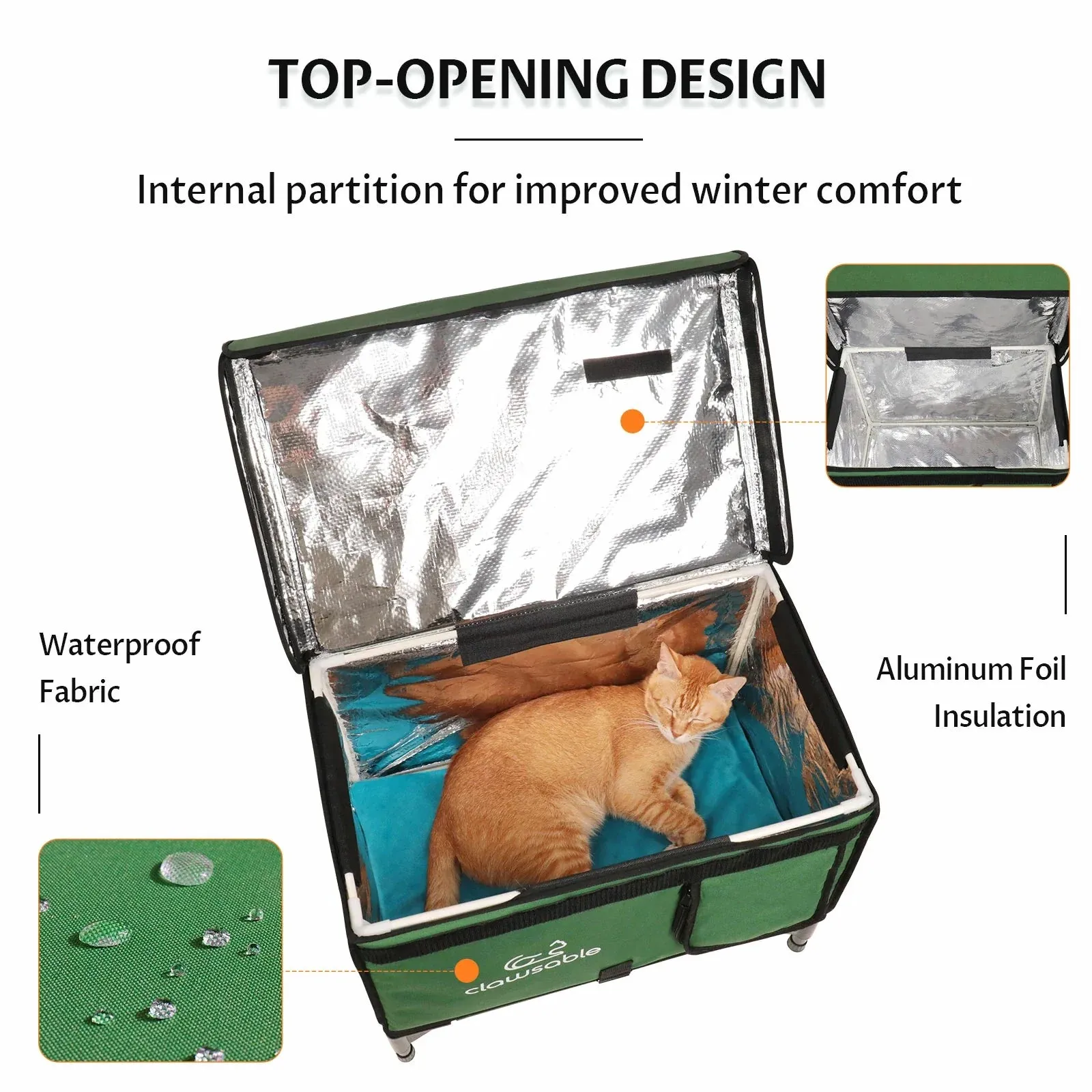 2 in 1 Outdoor Elevated Lift-Top Insulated Cat House Medium