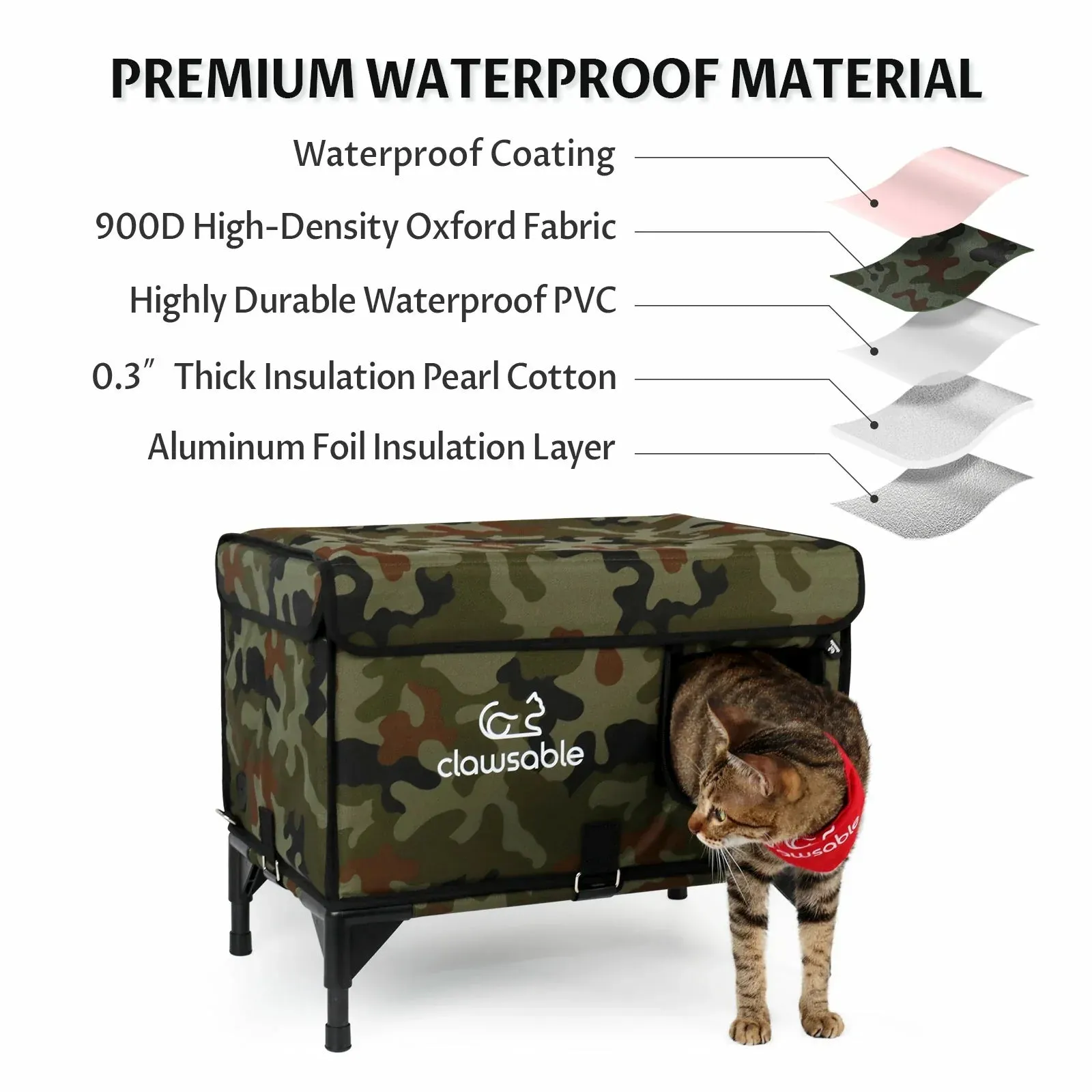 2 in 1 Outdoor Elevated Lift-Top Insulated Cat House Medium
