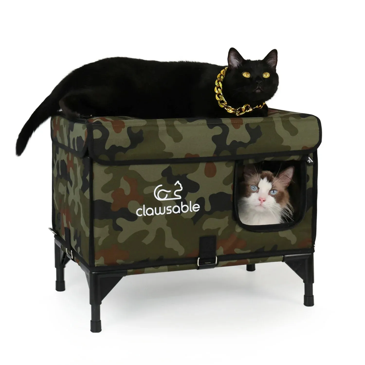 2 in 1 Outdoor Elevated Lift-Top Insulated Cat House Medium