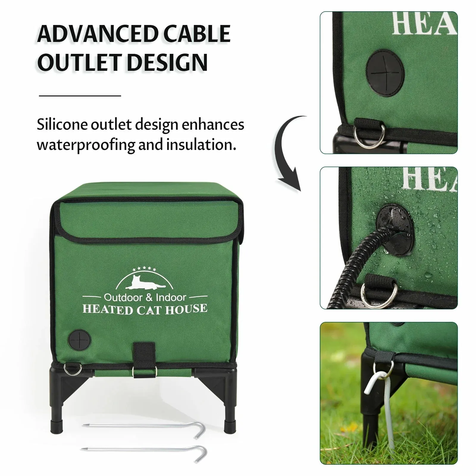 2 in 1 Outdoor Elevated Lift-Top Insulated Cat House Medium
