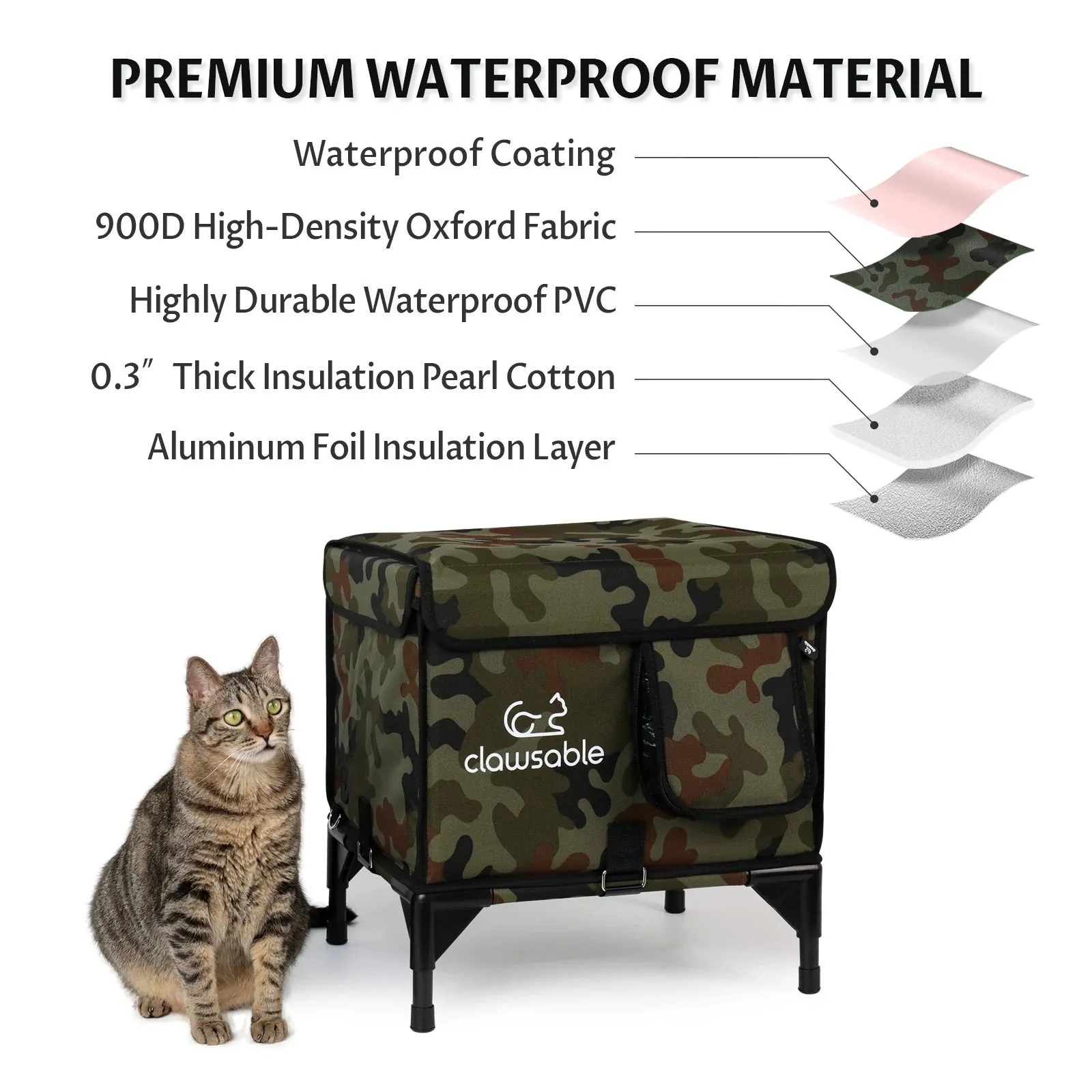 2 in 1 Outdoor Elevated Lift-Top Insulated Cat House Small