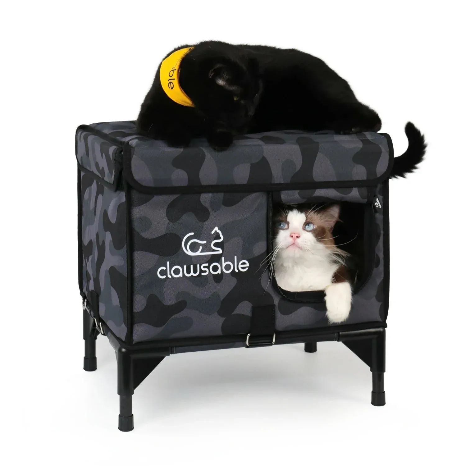 2 in 1 Outdoor Elevated Lift-Top Insulated Cat House Small