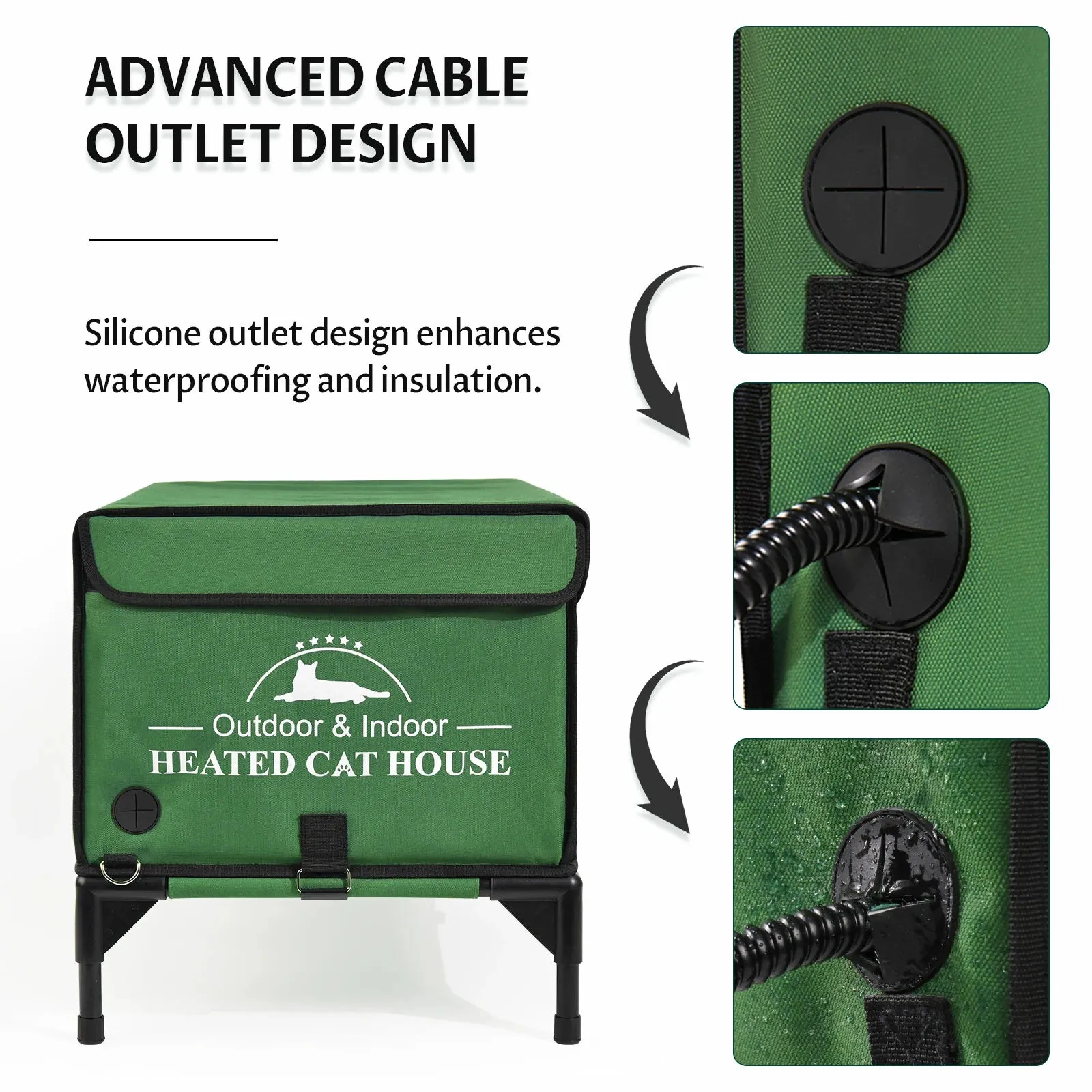 2 in 1 Outdoor Elevated Lift-Top Insulated Cat House Small