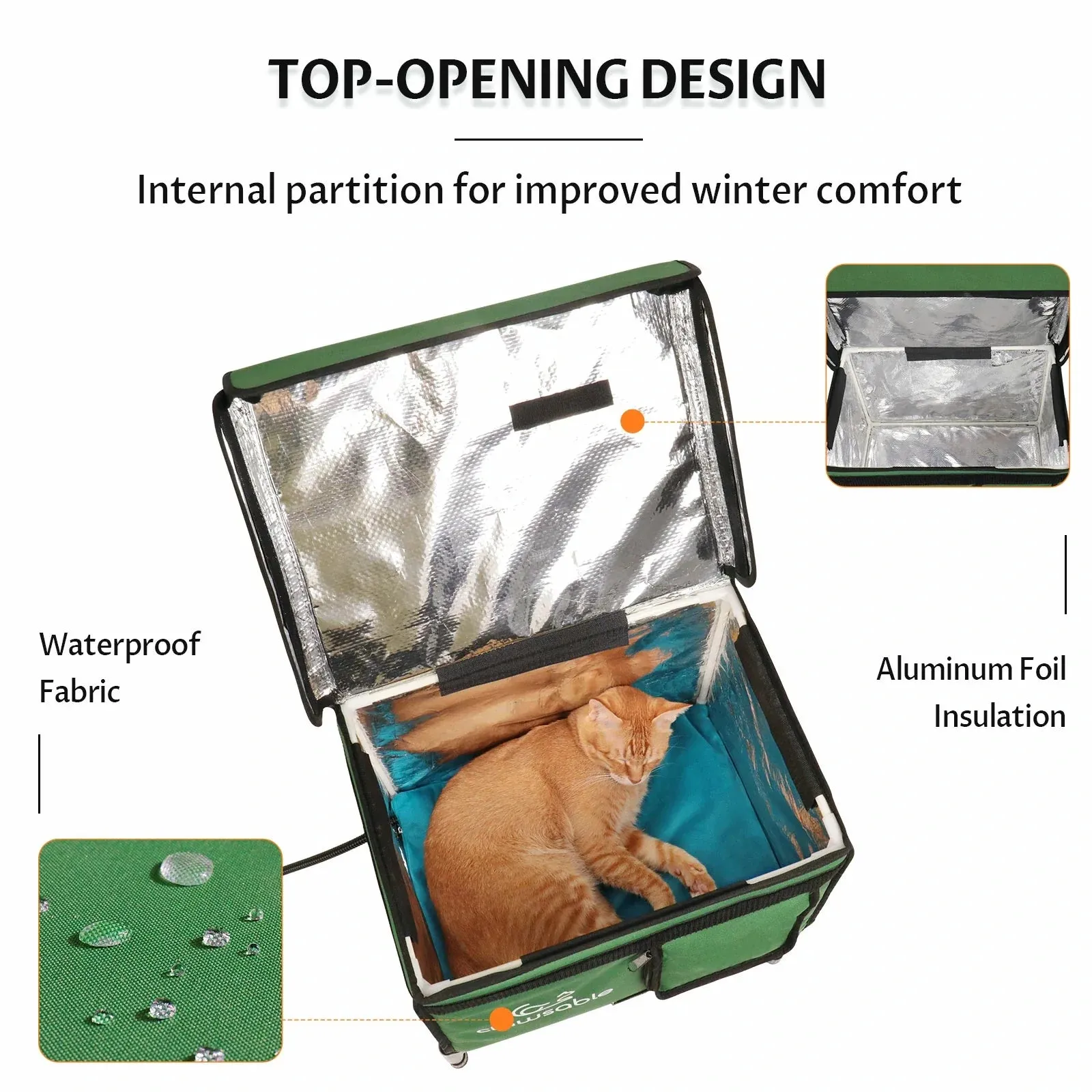 2 in 1 Outdoor Elevated Lift-Top Insulated Cat House Small