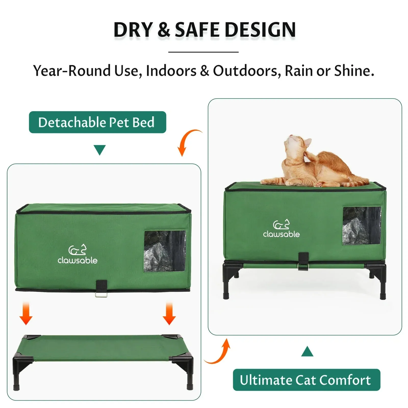 2 in 1 Outdoor Elevated Portable Insulated Cat House Medium
