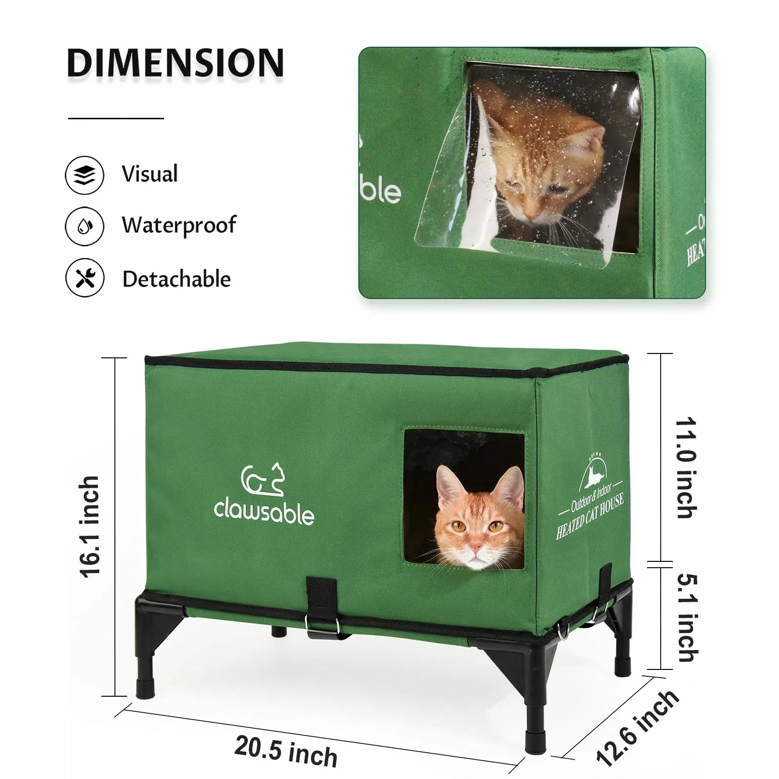 2 in 1 Outdoor Elevated Portable Insulated Cat House Medium