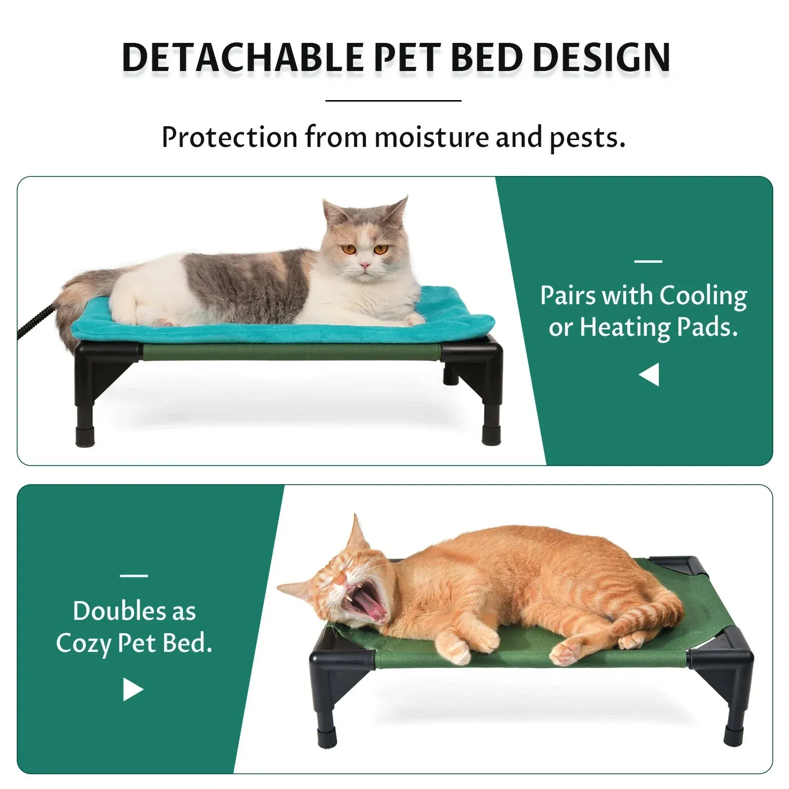 2 in 1 Outdoor Elevated Portable Insulated Cat House Medium