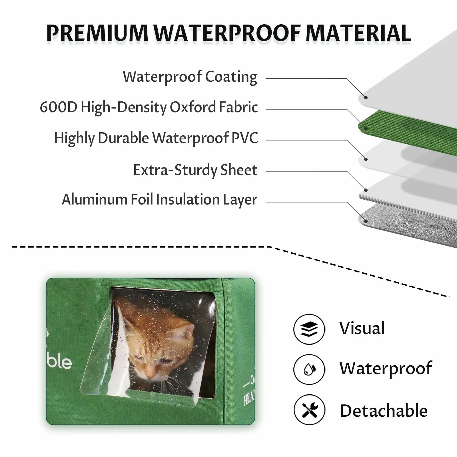 2 in 1 Outdoor Elevated Portable Insulated Cat House Medium