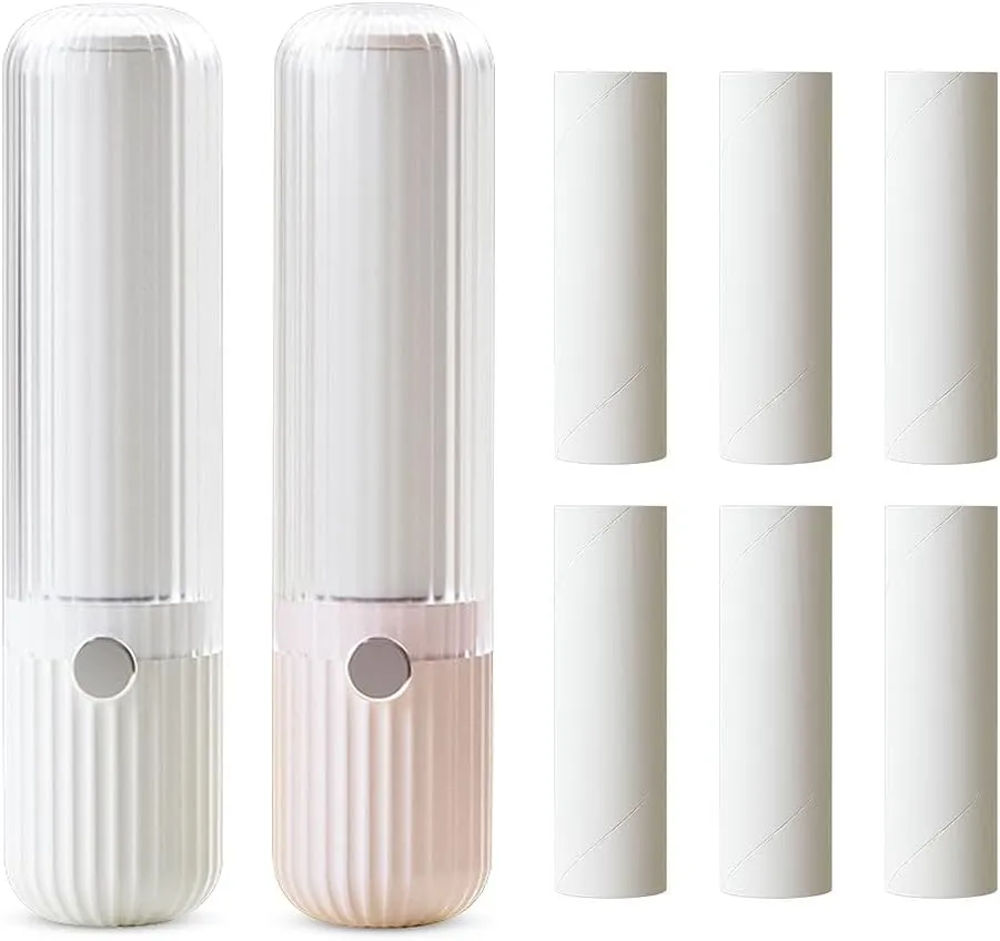 2pc Compact Lint Rollers with 6 Roller Refills, Portable Pet Hair Remover for Clothes and Furniture, Travel Essentials & Household Use,Small Lint Sticky Roller for Pet Hair with 240 Sheets