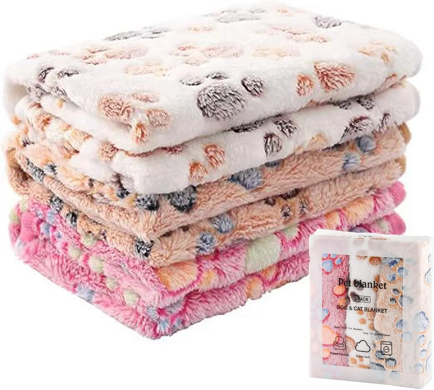 3 Pack Cat and Dog Blanket - Soft & Warm Fleece Flannel Pet Throw for Puppy, Small, Medium & Large Dogs - Small (23"x15")