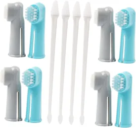 4 Set Pet Toothbrush with Dual Head Design Finger Brushes Long Handle for Dogs and Cats Cleaning Tools for Healthy Teeth