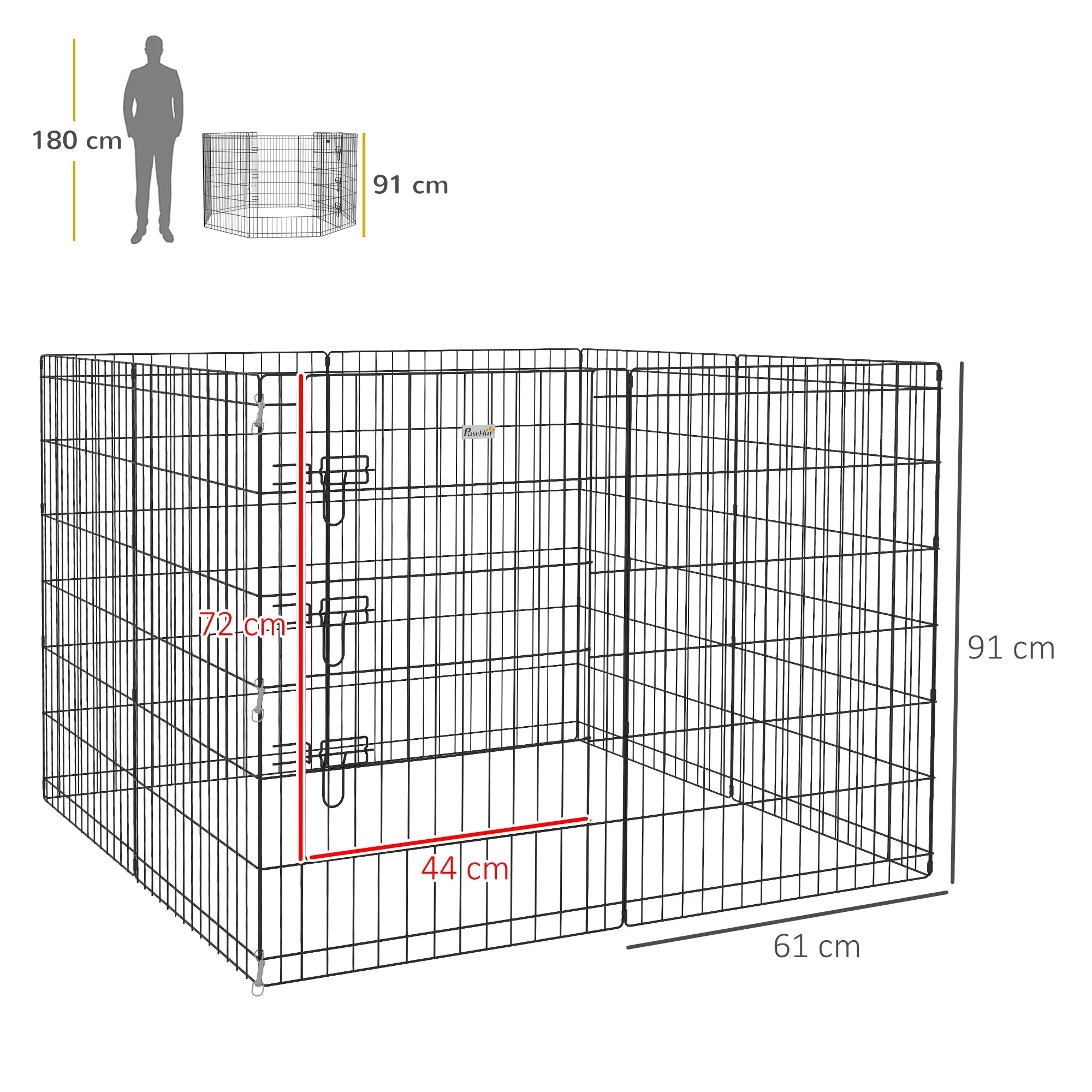 8-Panel DIY Dog Pen with Door for Indoor/Outdoor Use, 91cm High