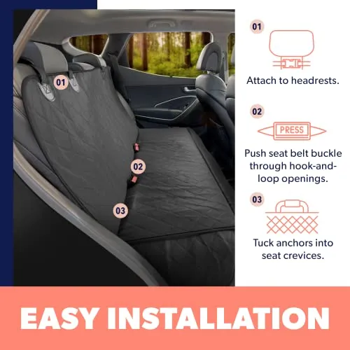 Active Pets Dog Car Seat Cover for Back Seat, Protector Dog Hammock for Car - Waterproof Pet Back Seat Cover for Trucks, Sedans & SUVs - Use with Chom Chom Roller Pet Hair Remover. Beige