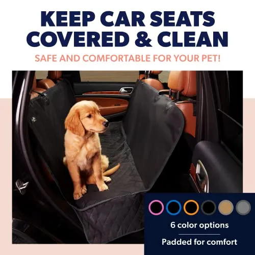 Active Pets Dog Car Seat Cover for Back Seat, Protector Dog Hammock for Car - Waterproof Pet Back Seat Cover for Trucks, Sedans & SUVs - Use with Chom Chom Roller Pet Hair Remover. Beige