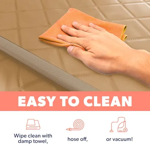 Active Pets Dog Car Seat Cover for Back Seat, Protector Dog Hammock for Car - Waterproof Pet Back Seat Cover for Trucks, Sedans & SUVs - Use with Chom Chom Roller Pet Hair Remover. Beige