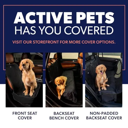 Active Pets Dog Car Seat Cover for Back Seat, Protector Dog Hammock for Car - Waterproof Pet Back Seat Cover for Trucks, Sedans & SUVs - Use with Chom Chom Roller Pet Hair Remover. Beige