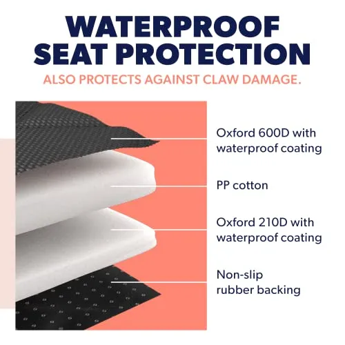 Active Pets Dog Car Seat Cover for Back Seat, Protector Dog Hammock for Car - Waterproof Pet Back Seat Cover for Trucks, Sedans & SUVs - Use with Chom Chom Roller Pet Hair Remover. Beige