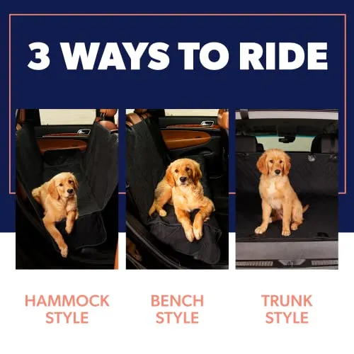 Active Pets Dog Car Seat Cover for Back Seat, Protector Dog Hammock for Car - Waterproof Pet Back Seat Cover for Trucks, Sedans & SUVs - Use with Chom Chom Roller Pet Hair Remover. Beige