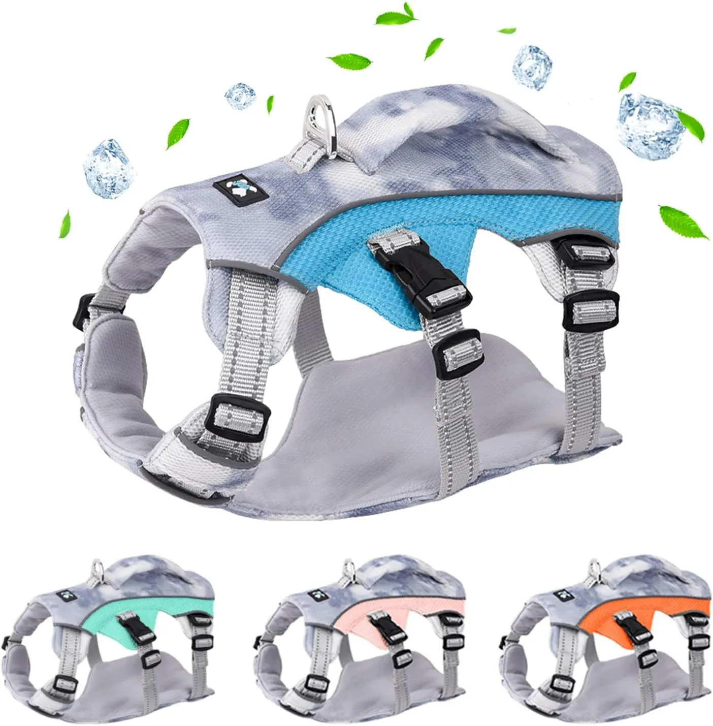 Adjustable Dog Cooling Vest, Dog Harness Cooler Jacket, Evaporative Cooling Vest for for Summer Hot Weather Outdoor (Blue-M)