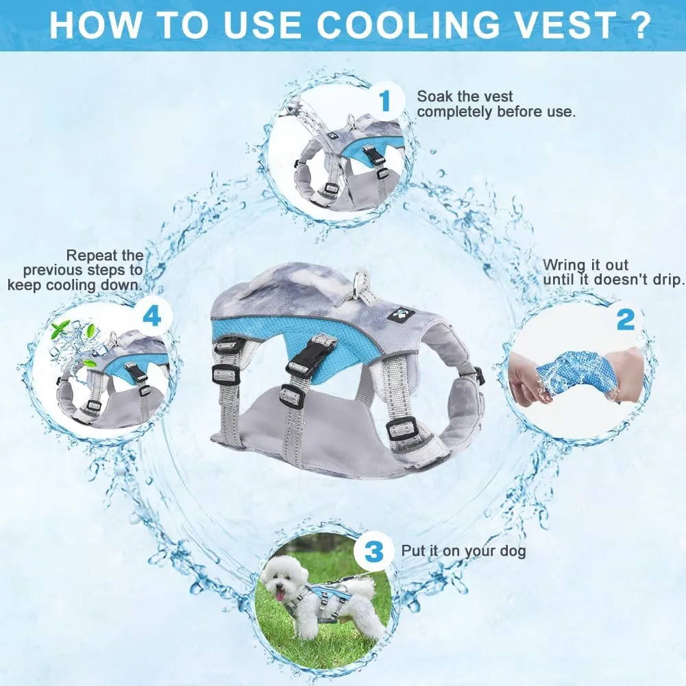 Adjustable Dog Cooling Vest, Dog Harness Cooler Jacket, Evaporative Cooling Vest for for Summer Hot Weather Outdoor (Blue-M)