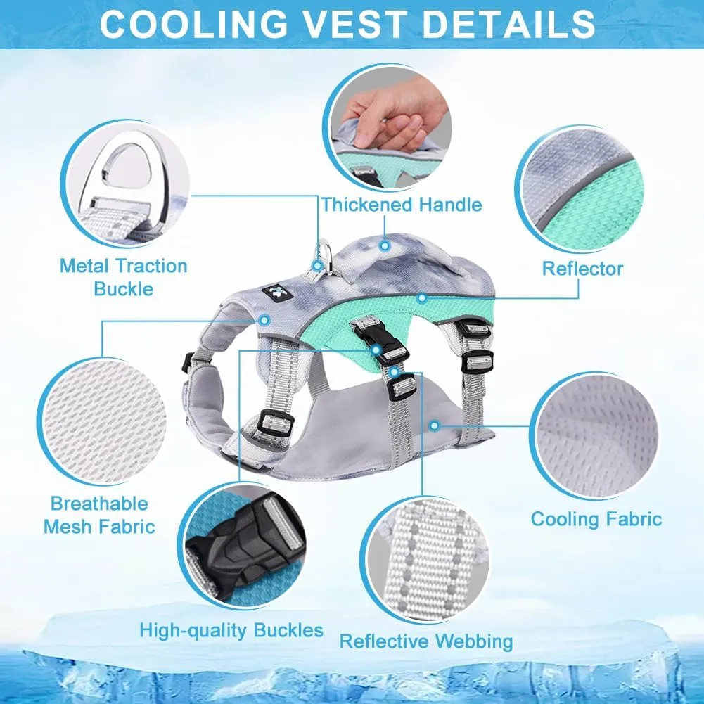 Adjustable Dog Cooling Vest, Dog Harness Cooler Jacket, Evaporative Cooling Vest for for Summer Hot Weather Outdoor (Blue-M)