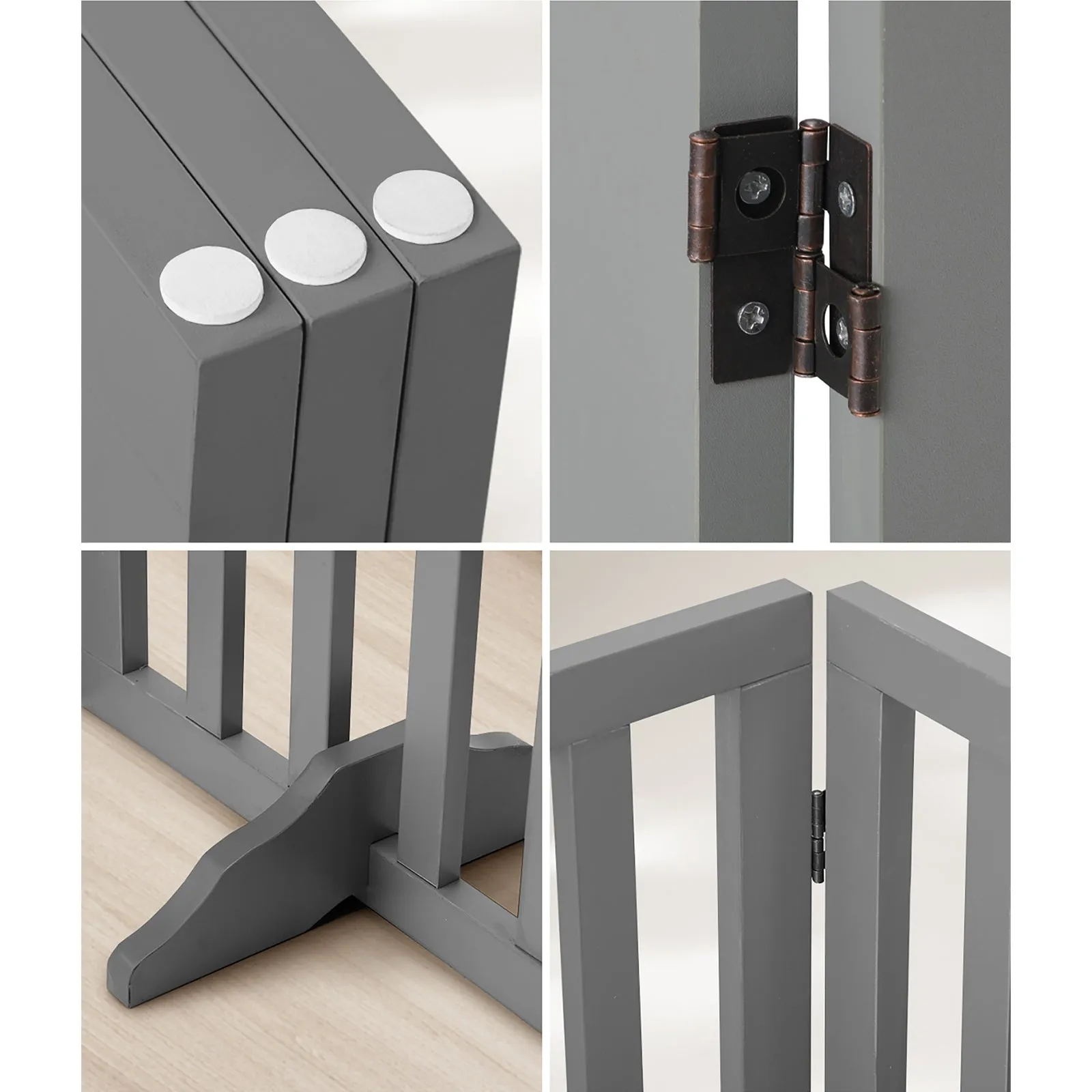 Alopet Wooden Pet Gate Dog Fence Grey Safety Stair Barrier Security Door 80cm