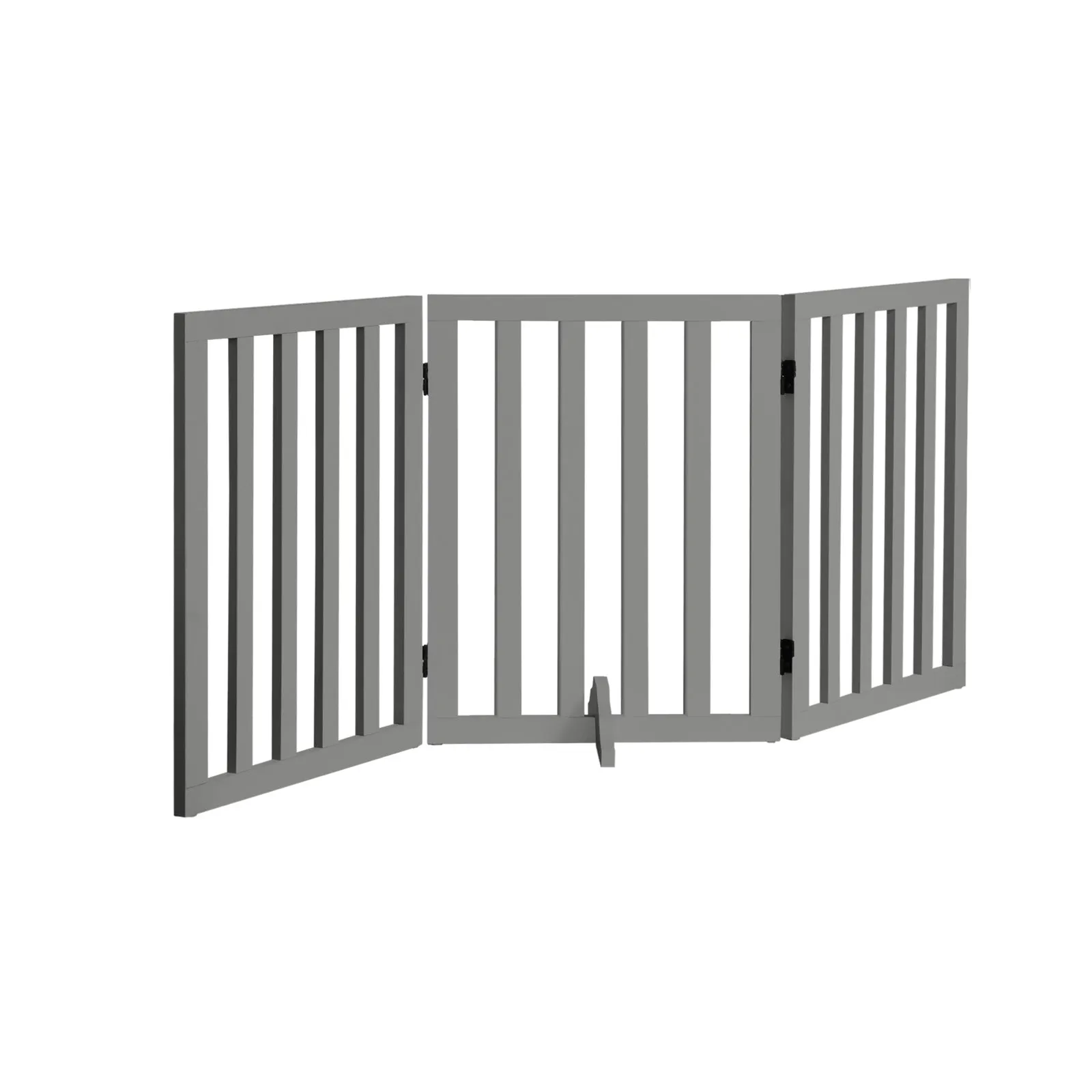 Alopet Wooden Pet Gate Dog Fence Safety Stair Barrier Security Door 3-Panel Grey