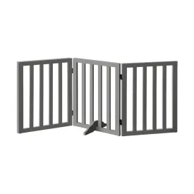 Alopet Wooden Pet Gate Dog Fence Safety Stair Barrier Security Door 3-Panel Grey