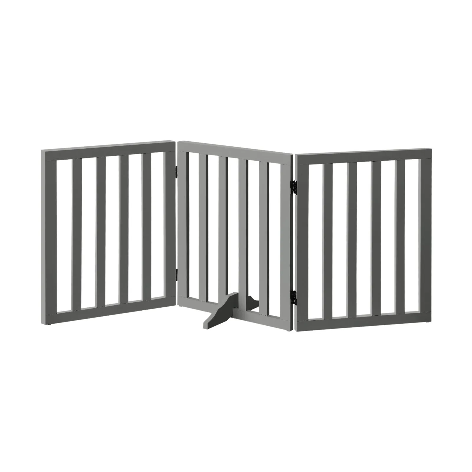 Alopet Wooden Pet Gate Dog Fence Safety Stair Barrier Security Door 3-Panel Grey