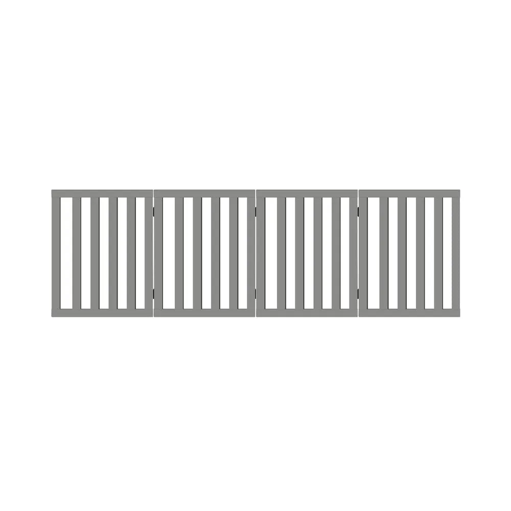 Alopet Wooden Pet Gate Safety Stair Barrier 4-Panel Grey