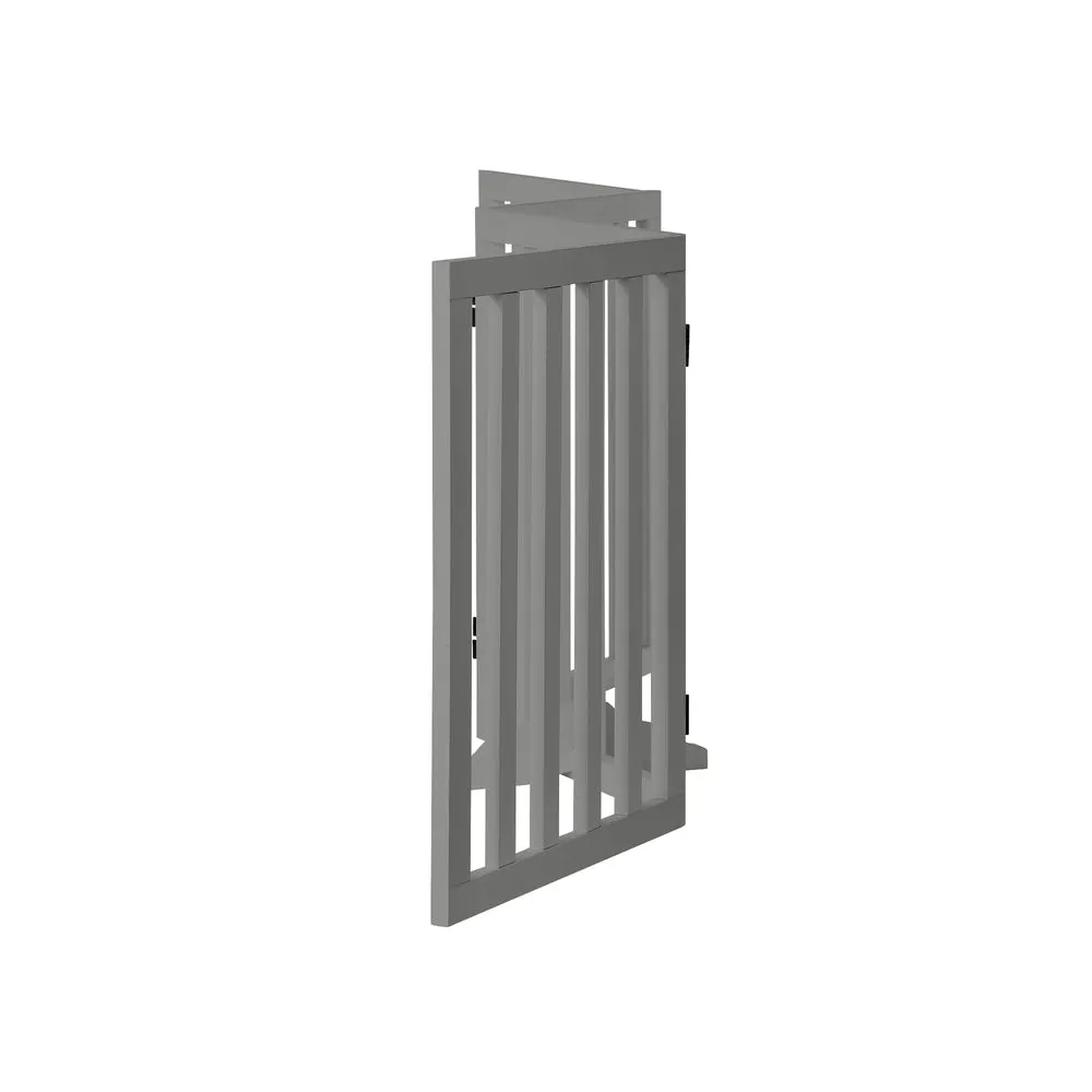 Alopet Wooden Pet Gate Safety Stair Barrier 4-Panel Grey