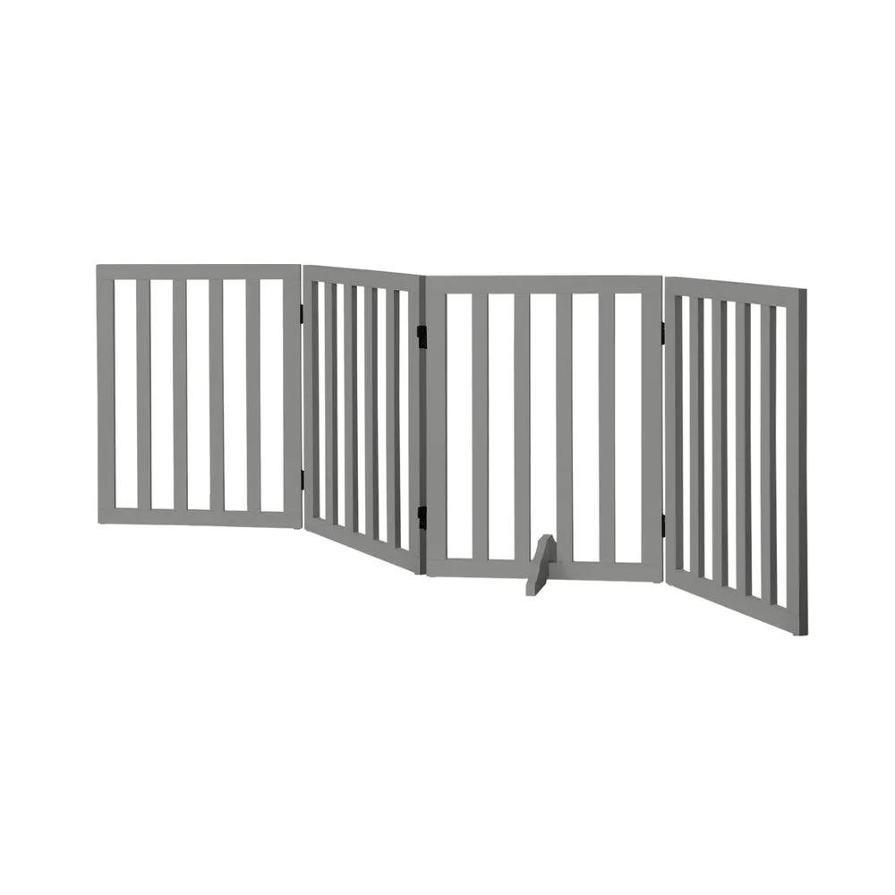 Alopet Wooden Pet Gate Safety Stair Barrier 4-Panel Grey
