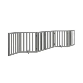 Alopet Wooden Pet Gate Safety Stair Barrier 6-Panel Grey