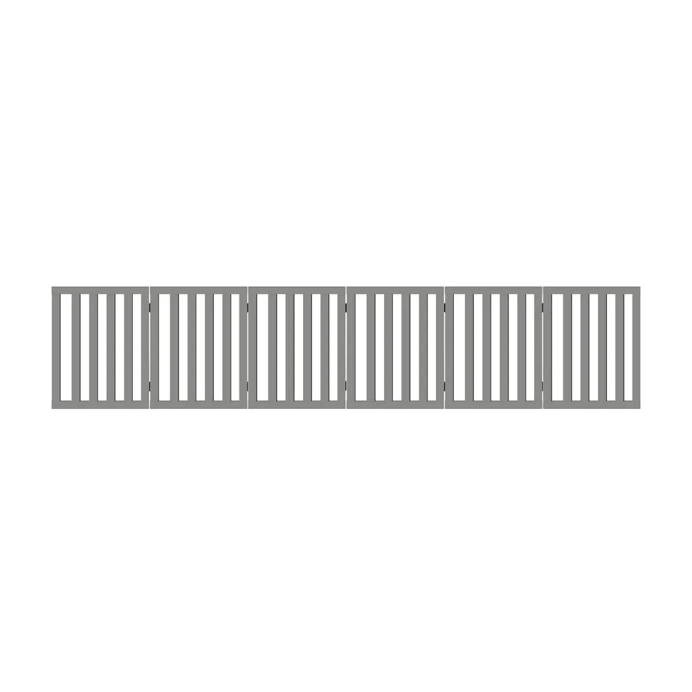 Alopet Wooden Pet Gate Safety Stair Barrier 6-Panel Grey