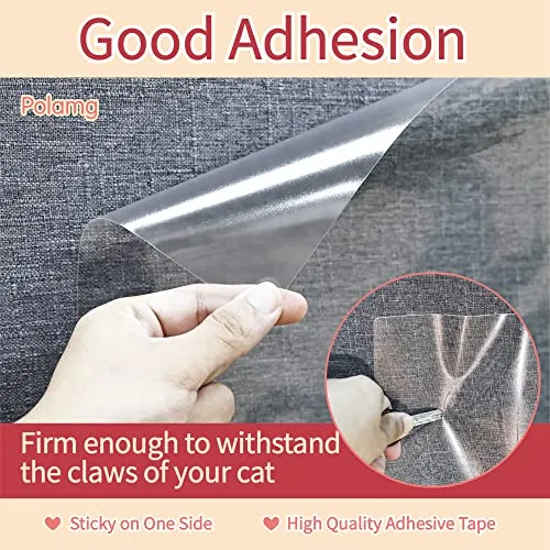 Anti Cat Scratch Furniture Protector-10 Pack Single Side Couch Protector for Cats, Self-Adhesive Cat Tape for Furniture, Clear Cat Scratch Deterrent for Furniture Door Wall