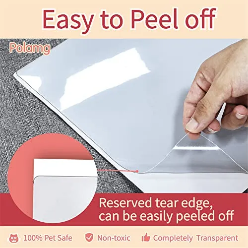 Anti Cat Scratch Furniture Protector-10 Pack Single Side Couch Protector for Cats, Self-Adhesive Cat Tape for Furniture, Clear Cat Scratch Deterrent for Furniture Door Wall