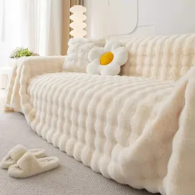 Aria Faux Rabbit Fur Couch Sofa Cover Blanket