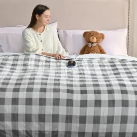 Bearhug Electric Blanket Heated Heating Blanket Twin Size 62"  84" Double Sided Velvet 10 Heating Levels 0.5-12H Auto Off Over-Heat Protect ETL Certification Machine Washable Grey White Plaid