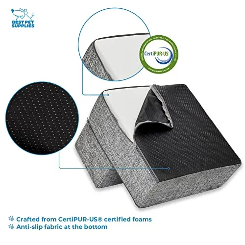 Best Pet Supplies Dog Stairs for Small Dogs & Cats, Foam Pet Steps Portable Ramp for Couch Sofa and High Bed Non-Slip Balanced Indoor Step Support, Paw Safe No Assembly - Sand, 5-Step